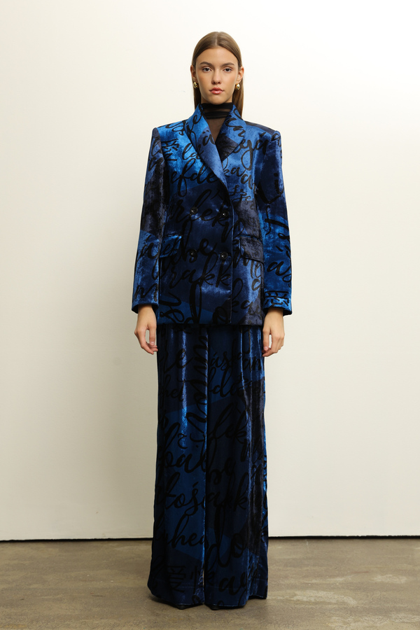 LOVE PATTERN BLUE PLUSH SUIT